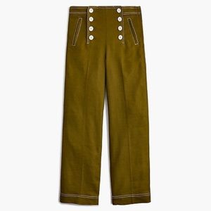 J. Crew Peyton Sailor Pant in Olive Stretch Linen